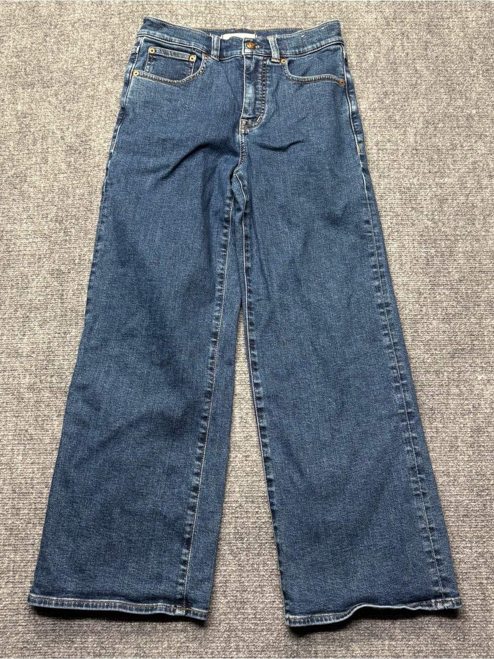 Madewell Jeans Womens 25P Blue The Wide Leg Dark Indigo High Rise Denim Pants
